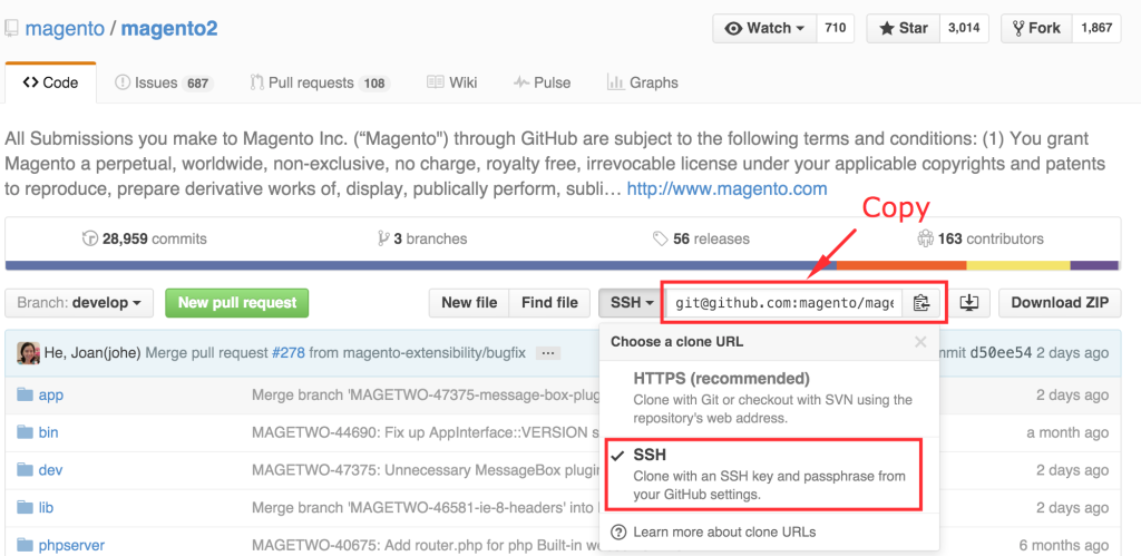 Clone Magento2 from Github